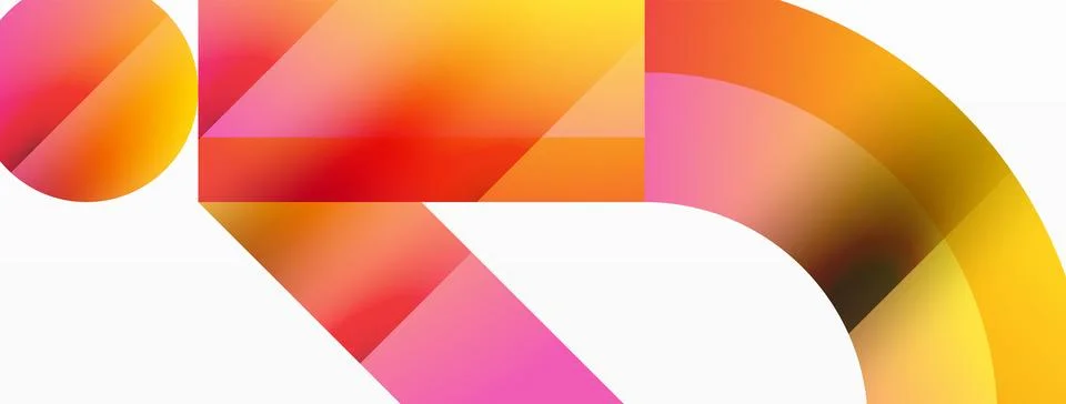 Glossy circle, square, triangle shapes minimalist geometric backdrop. Sleek 库存插图