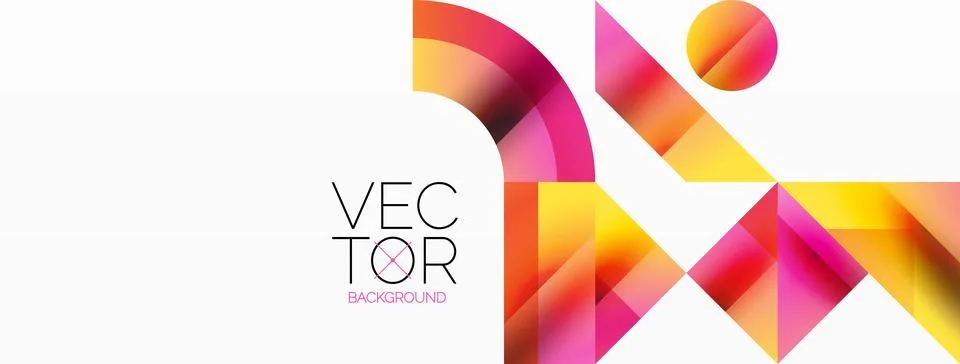 Glossy circle, square, triangle shapes minimalist geometric backdrop. Sleek Stock Illustration