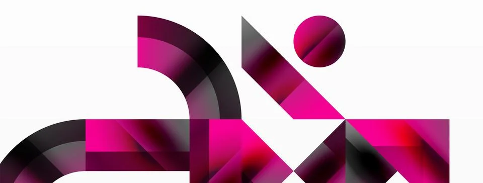 Glossy circle, square, triangle shapes minimalist geometric backdrop. Sleek Stock Illustration
