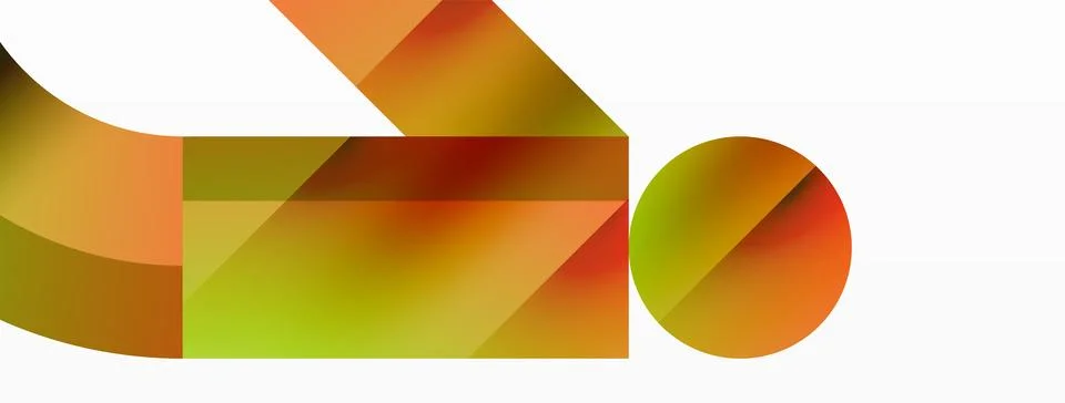 Glossy circle, square, triangle shapes minimalist geometric backdrop. Sleek Stock Illustration