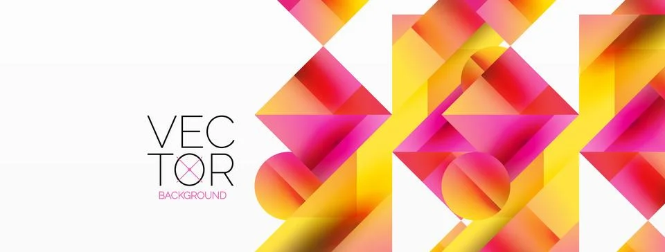 Glossy circle, square, triangle shapes minimalist geometric backdrop. Sleek Stock Illustration