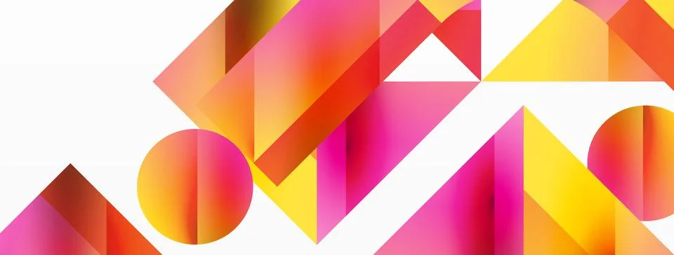 Glossy circle, square, triangle shapes minimalist geometric backdrop. Sleek イラスト素材