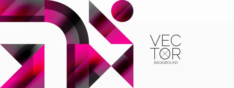 Glossy circle, square, triangle shapes minimalist geometric backdrop. Sleek Stock Illustration
