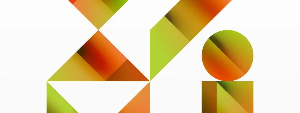 Glossy circle, square, triangle shapes minimalist geometric backdrop. Sleek Stock Illustration