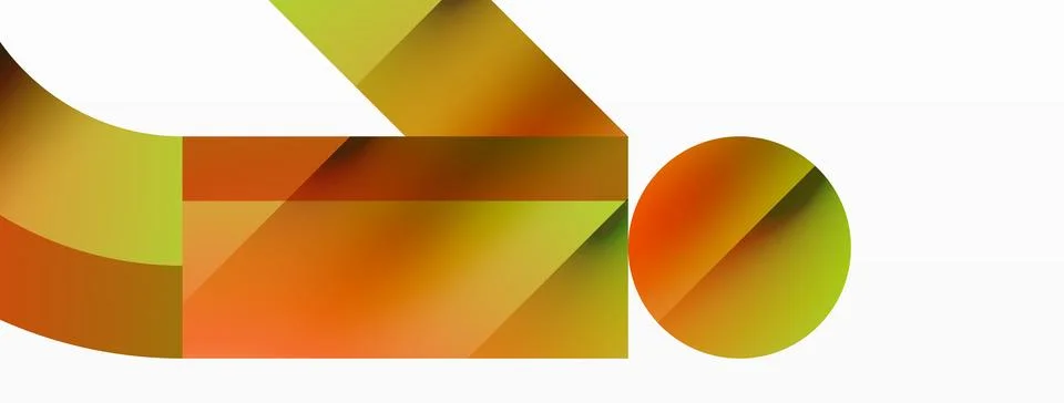 Glossy circle, square, triangle shapes minimalist geometric backdrop. Sleek 库存插图