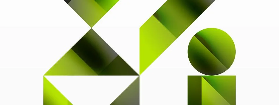 Glossy circle, square, triangle shapes minimalist geometric backdrop. Sleek Stock Illustration