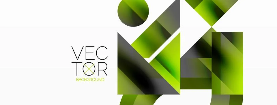 Glossy circle, square, triangle shapes minimalist geometric backdrop. Sleek Stockillustratie