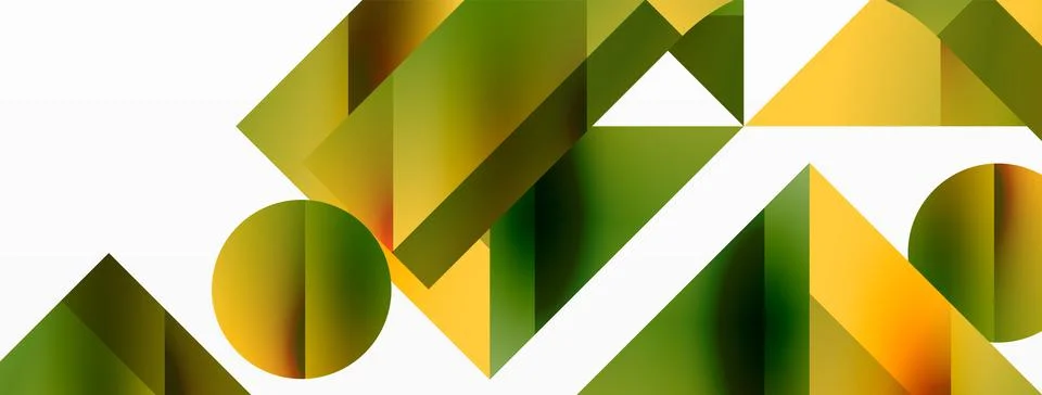 Glossy circle, square, triangle shapes minimalist geometric backdrop. Sleek Stock Illustration