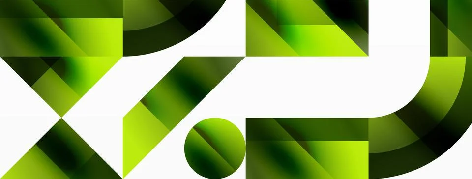 Glossy circle, square, triangle shapes minimalist geometric backdrop. Sleek Stock Illustration