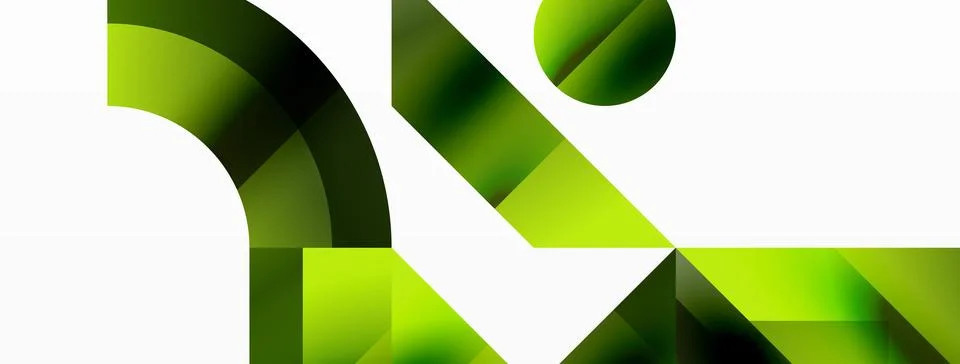 Glossy circle, square, triangle shapes minimalist geometric backdrop. Sleek Stock Illustration