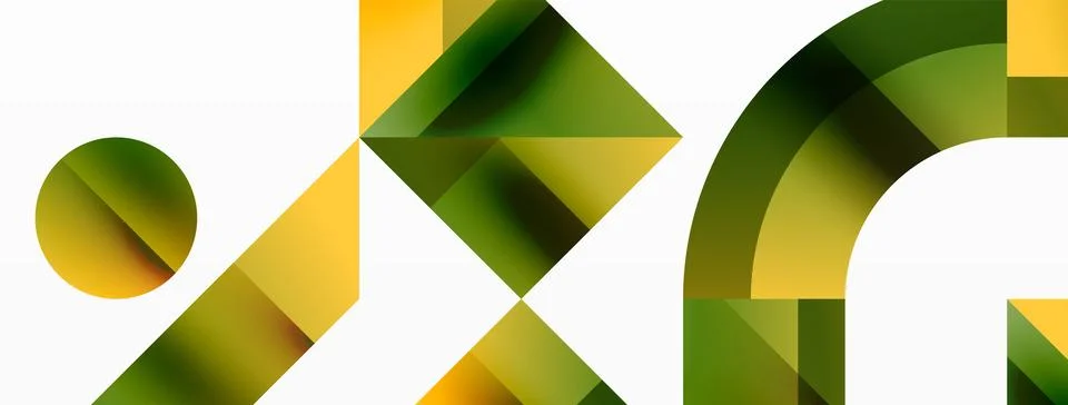 Glossy circle, square, triangle shapes minimalist geometric backdrop. Sleek Stock Illustration