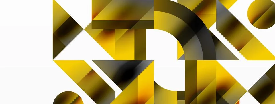Glossy circle, square, triangle shapes minimalist geometric backdrop. Sleek 스톡 일러스트