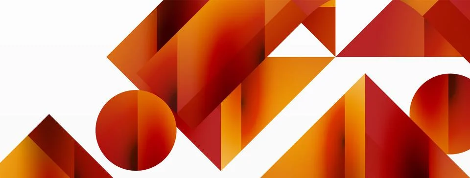 Glossy circle, square, triangle shapes minimalist geometric backdrop. Sleek Stock Illustration