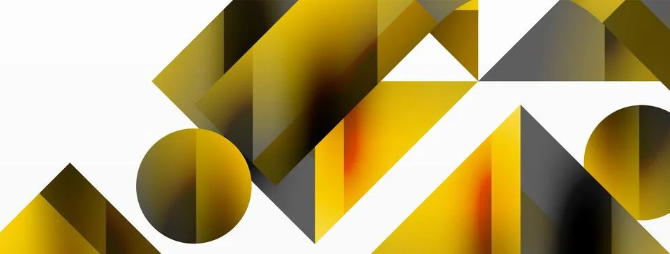Glossy circle, square, triangle shapes minimalist geometric backdrop. Sleek Stock Illustration