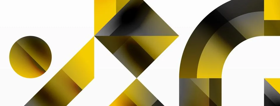 Glossy circle, square, triangle shapes minimalist geometric backdrop. Sleek 库存插图