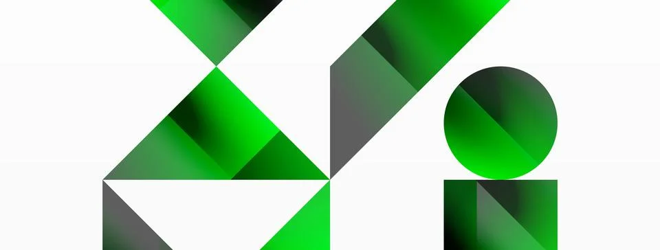 Glossy circle, square, triangle shapes minimalist geometric backdrop. Sleek Stock Illustration