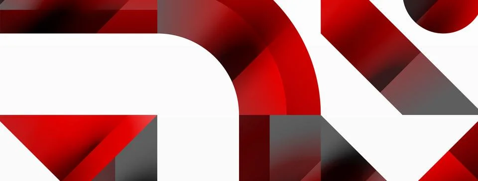 Glossy circle, square, triangle shapes minimalist geometric backdrop. Sleek Stock Illustration