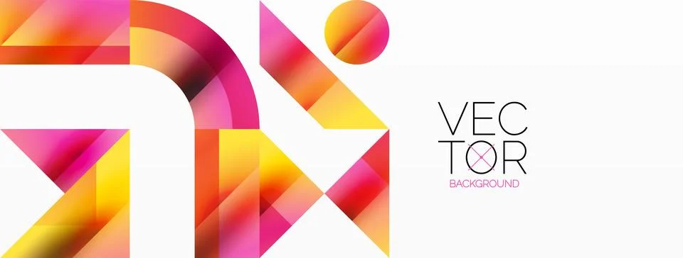 Glossy circle, square, triangle shapes minimalist geometric backdrop. Sleek Stock Illustration