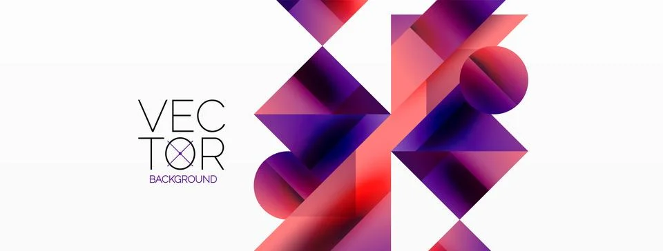 Glossy circle, square, triangle shapes minimalist geometric backdrop. Sleek Stock Illustration