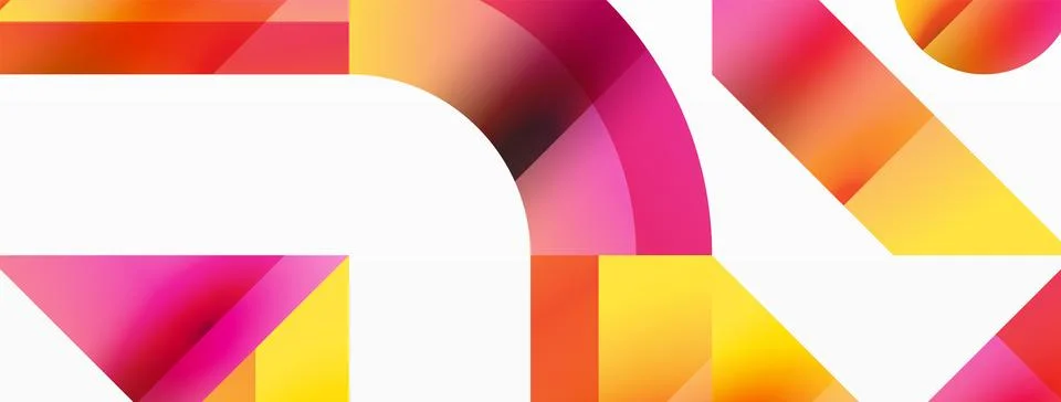 Glossy circle, square, triangle shapes minimalist geometric backdrop. Sleek Stockillustratie