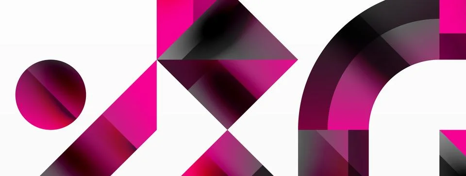 Glossy circle, square, triangle shapes minimalist geometric backdrop. Sleek 库存插图