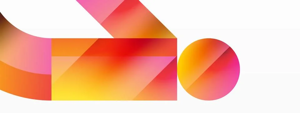 Glossy circle, square, triangle shapes minimalist geometric backdrop. Sleek 库存插图