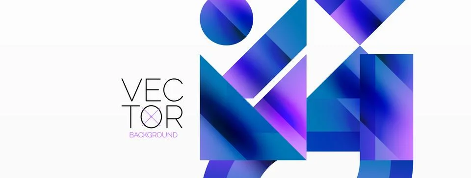 Glossy circle, square, triangle shapes minimalist geometric backdrop. Sleek Stock Illustration