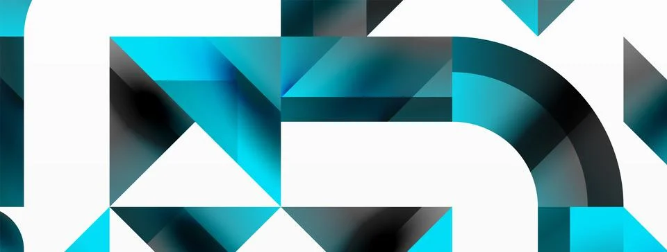 Glossy circle, square, triangle shapes minimalist geometric backdrop. Sleek Stock Illustration