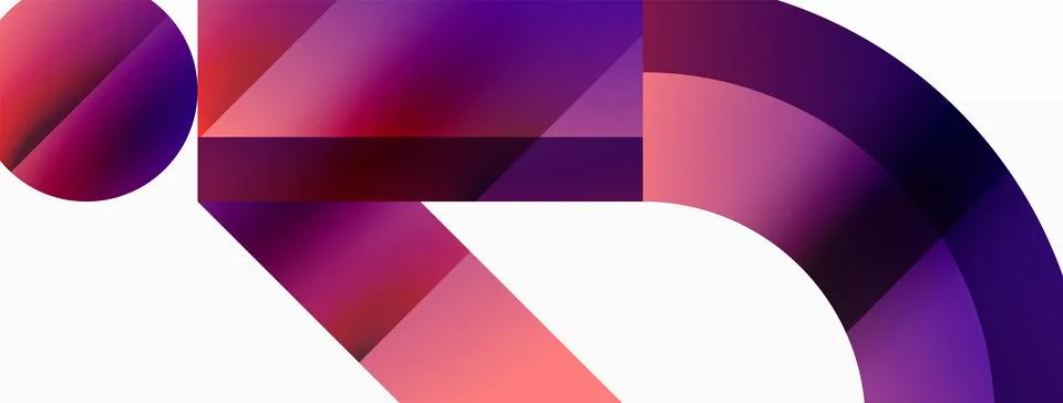 Glossy circle, square, triangle shapes minimalist geometric backdrop. Sleek Stock Illustration
