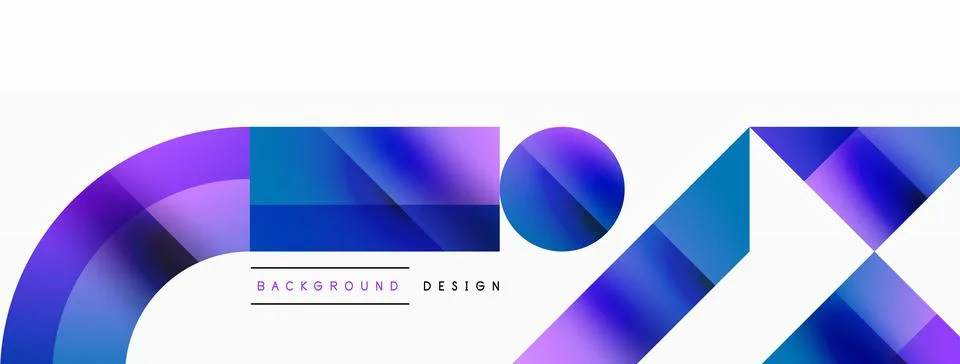 Glossy circle, square, triangle shapes minimalist geometric backdrop. Sleek Stock Illustration