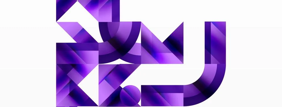 Glossy circle, square, triangle shapes minimalist geometric backdrop. Sleek 库存插图