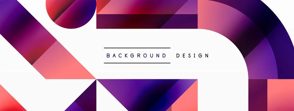 Glossy circle, square, triangle shapes minimalist geometric backdrop. Sleek Stock Illustration