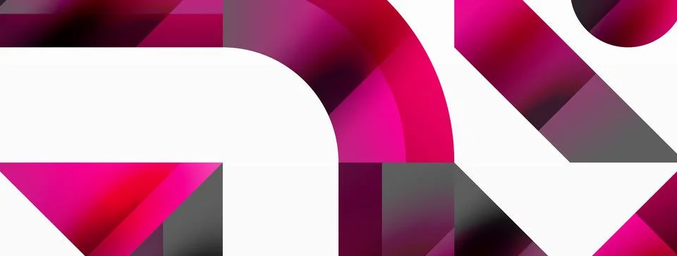 Glossy circle, square, triangle shapes minimalist geometric backdrop. Sleek 库存插图