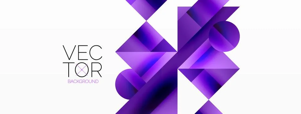 Glossy circle, square, triangle shapes minimalist geometric backdrop. Sleek 库存插图