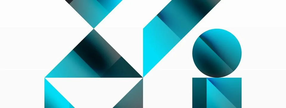 Glossy circle, square, triangle shapes minimalist geometric backdrop. Sleek 库存插图