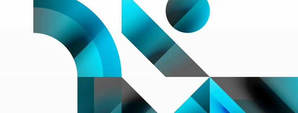 Glossy circle, square, triangle shapes minimalist geometric backdrop. Sleek イラスト素材