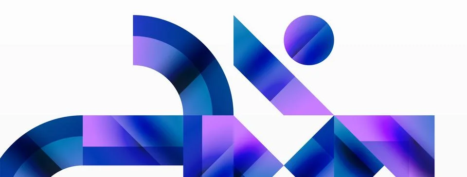 Glossy circle, square, triangle shapes minimalist geometric backdrop. Sleek イラスト素材