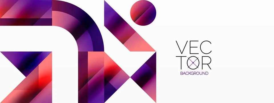 Glossy circle, square, triangle shapes minimalist geometric backdrop. Sleek Stock Illustration