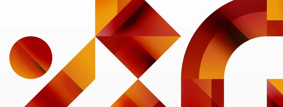 Glossy circle, square, triangle shapes minimalist geometric backdrop. Sleek Stock Illustration