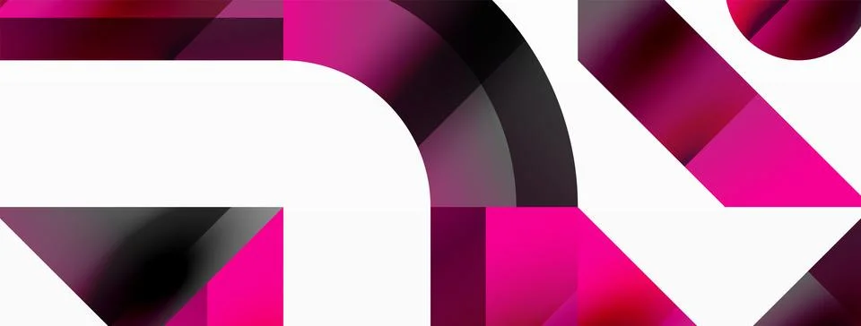 Glossy circle, square, triangle shapes minimalist geometric backdrop. Sleek Stockillustratie