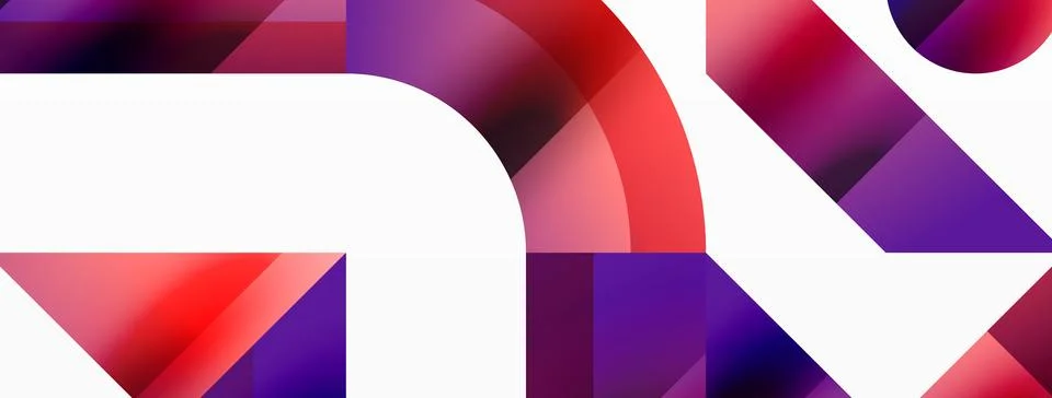 Glossy circle, square, triangle shapes minimalist geometric backdrop. Sleek 库存插图