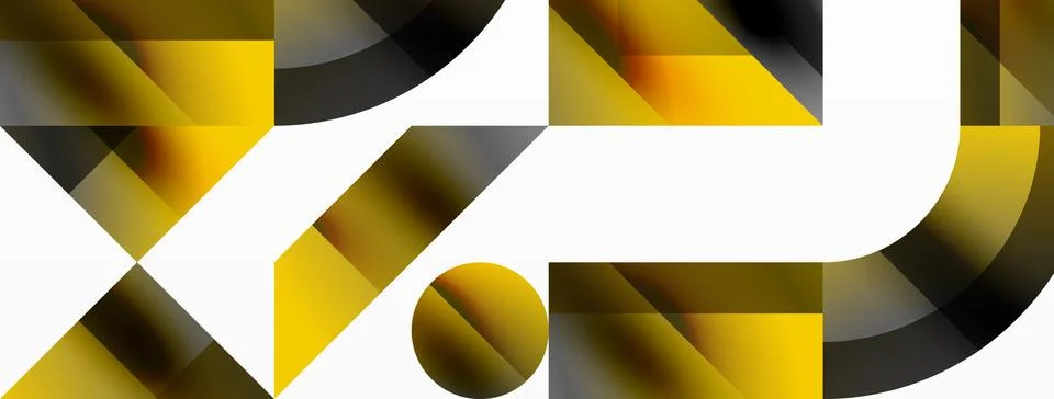 Glossy circle, square, triangle shapes minimalist geometric backdrop. Sleek 库存插图