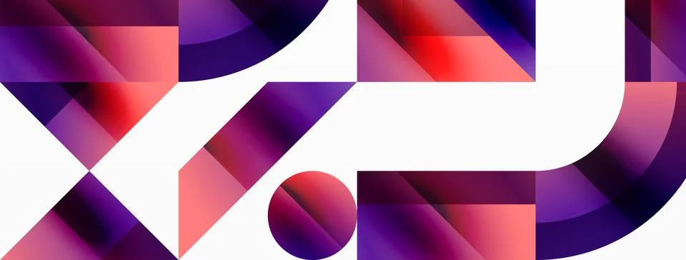 Glossy circle, square, triangle shapes minimalist geometric backdrop. Sleek Stockillustratie