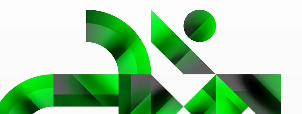 Glossy circle, square, triangle shapes minimalist geometric backdrop. Sleek Stock Illustration