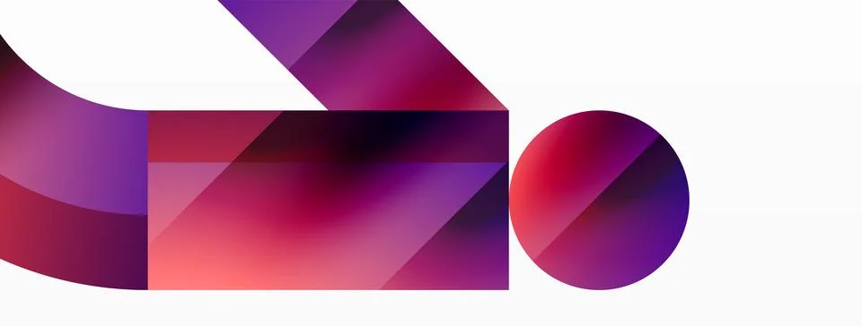 Glossy circle, square, triangle shapes minimalist geometric backdrop. Sleek イラスト素材