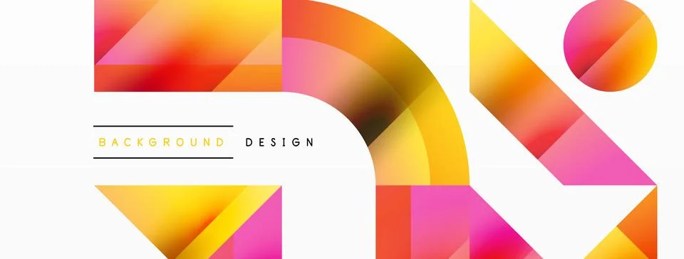 Glossy circle, square, triangle shapes minimalist geometric backdrop. Sleek Stock Illustration