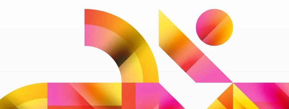 Glossy circle, square, triangle shapes minimalist geometric backdrop. Sleek 库存插图