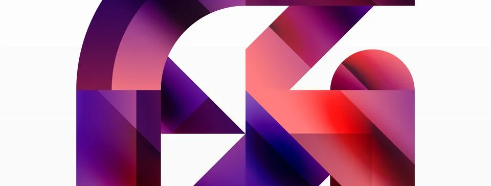 Glossy circle, square, triangle shapes minimalist geometric backdrop. Sleek Stock Illustration
