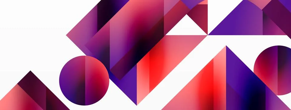 Glossy circle, square, triangle shapes minimalist geometric backdrop. Sleek イラスト素材