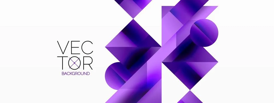 Glossy circle, square, triangle shapes minimalist geometric backdrop. Sleek Stock Illustration